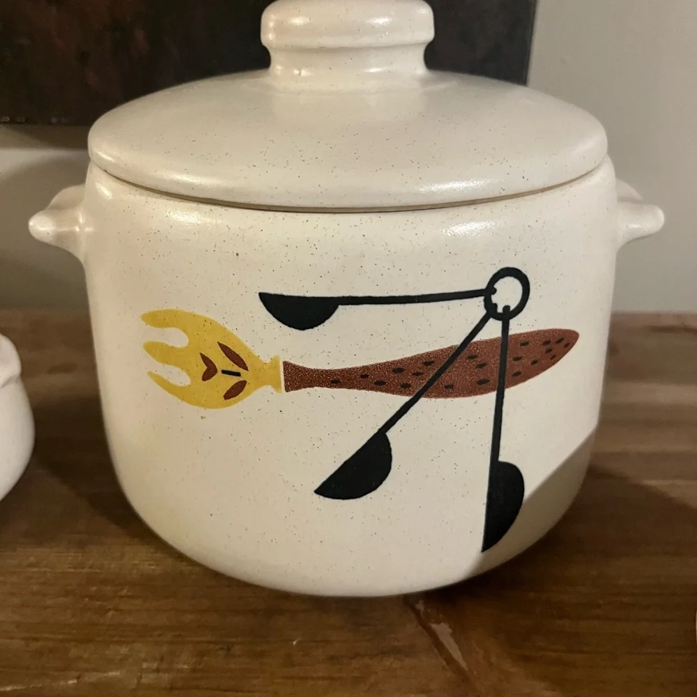 Handcrafted White‎ and Brown Serveware Set